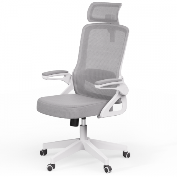 Office Chair, S-Shaped Ergonomic Mesh Desk Chair, Adjustable Headrest & Height, Widened Cushion, 90°Flip-Up Armrest, Hassle-Free Assembly & Storage, Home/Office/Bedroom Computer Chair with 360° Casters